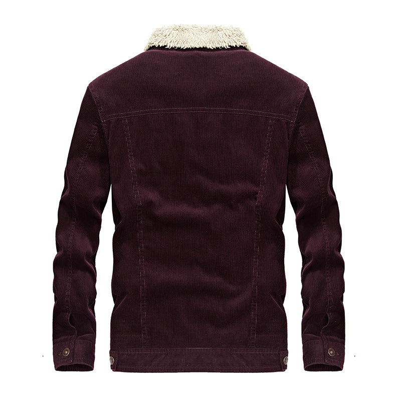Men's trucker cord jacket with teddy lining and patch chest pockets Hudson & Parker