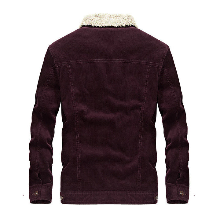 Men's trucker cord jacket with teddy lining and patch chest pockets Hudson & Parker