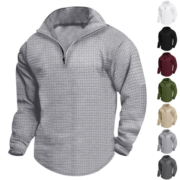 Men's padded thermal half-zip with waffle texture, brushed lining, and rounded hem Hudson & Parker