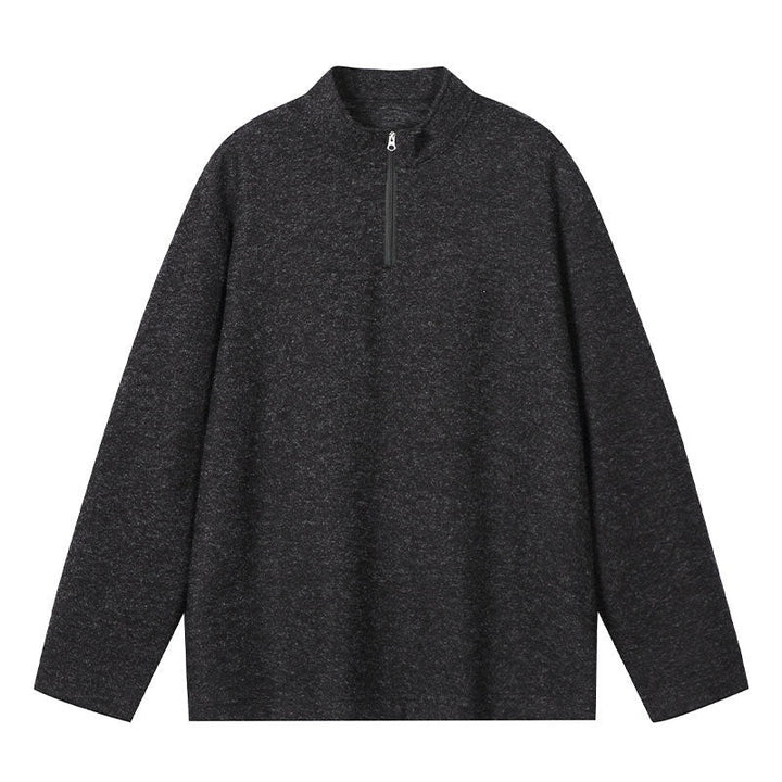 Men's Half-Zip Sweatshirt with Stand Collar and Heathered Texture Hudson & Parker