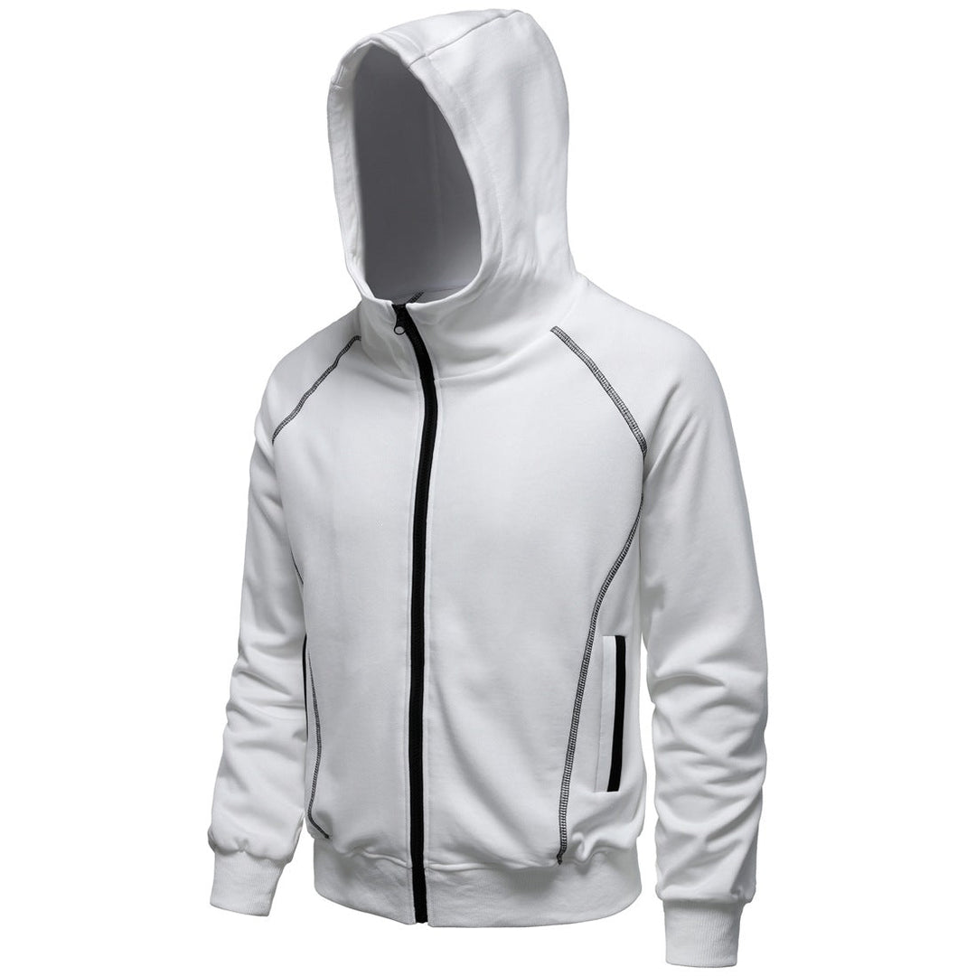 Men's hoodie zip jacket in sporty raglan style with contrast seams and ribbed cuffs Hudson & Parker
