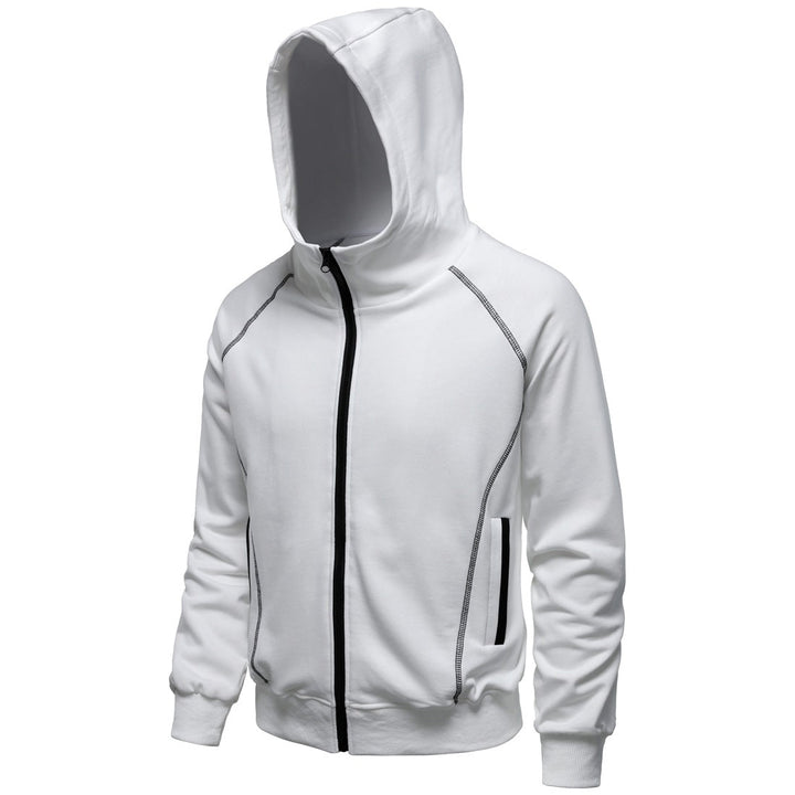Men's hoodie zip jacket in sporty raglan style with contrast seams and ribbed cuffs Hudson & Parker