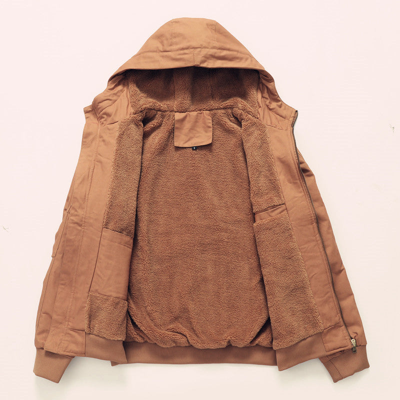 Men's padded hooded canvas jacket with Sherpa fleece lining Hudson & Parker