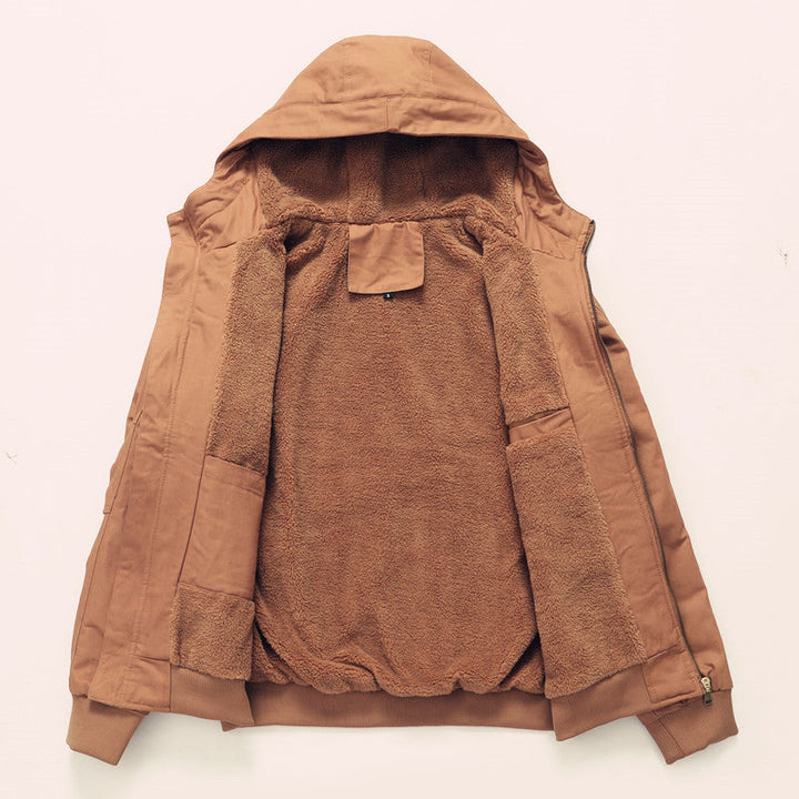 Men's padded hooded canvas jacket with Sherpa fleece lining Hudson & Parker