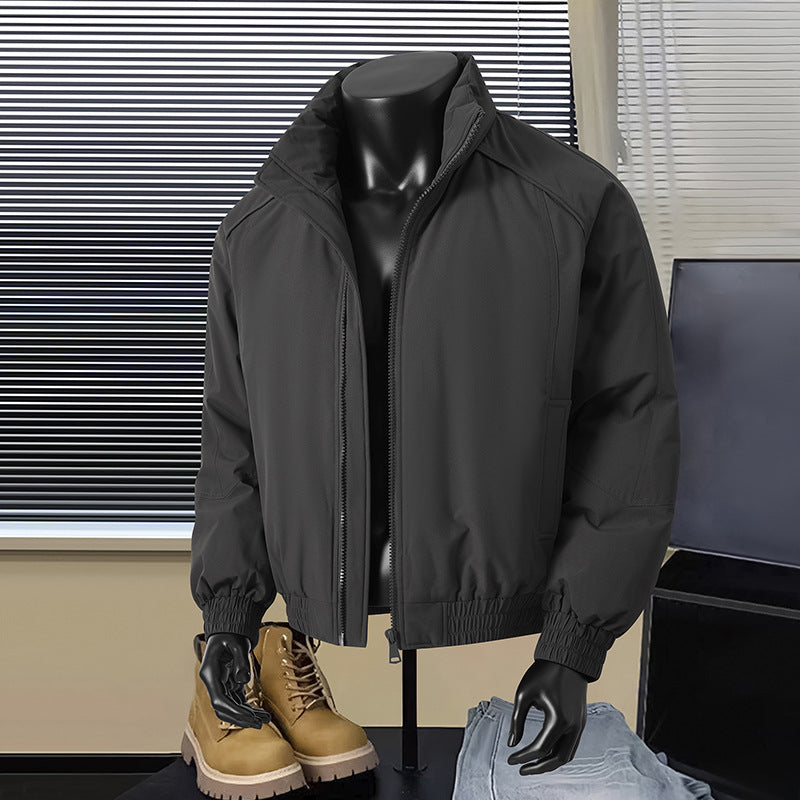 Men's Lightweight Harrington Jacket with Stand-Up Collar, Elastic Hem, and Two-Way Zipper Hudson & Parker