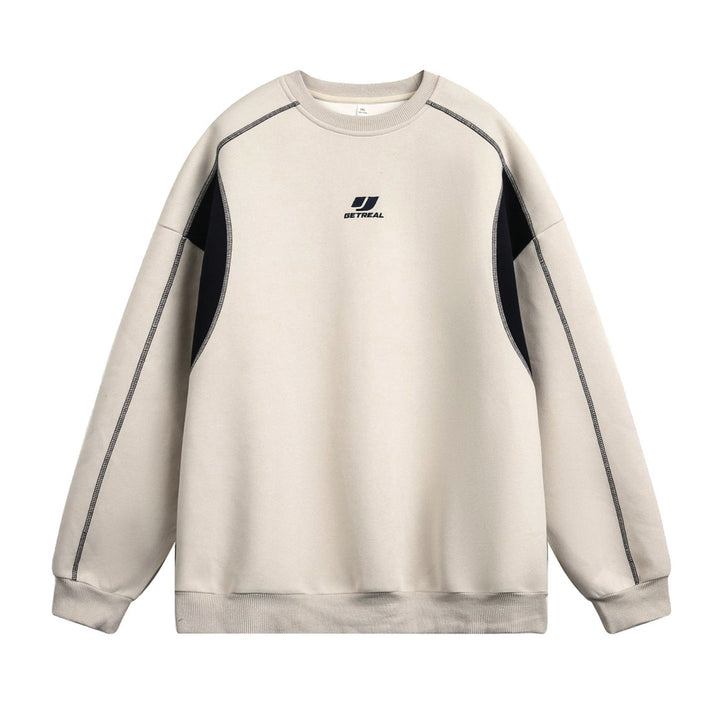 Unisex sporty-casual boxy sweatshirt with contrasting side inserts and flatlock seams Hudson & Parker