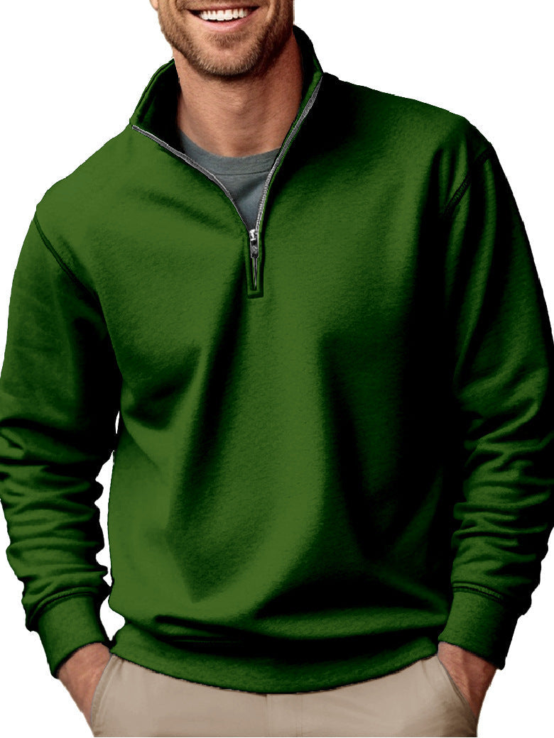 Men's half-zip sweatshirt with stand-up collar and soft fleece interior lining Hudson & Parker