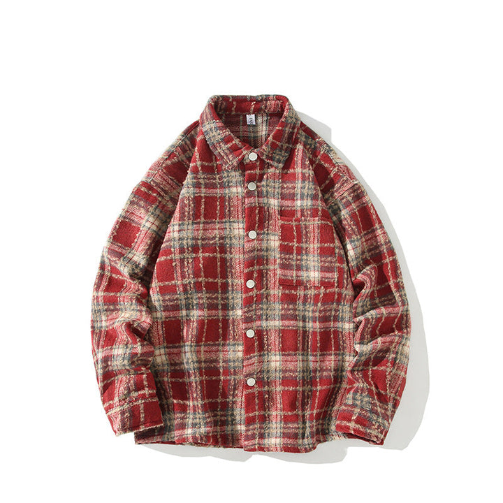 Men's Checked Flannel Overshirt with Snap Front and Straight Cut Hudson & Parker