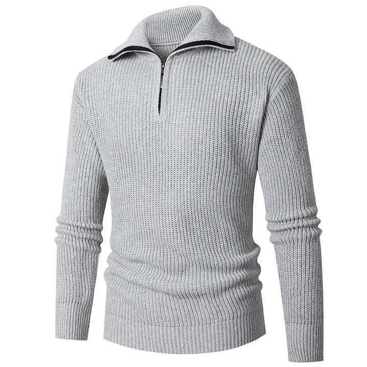 Men's coarse structure half-zip mock neck pullover made of thermoregulating blend Hudson & Parker