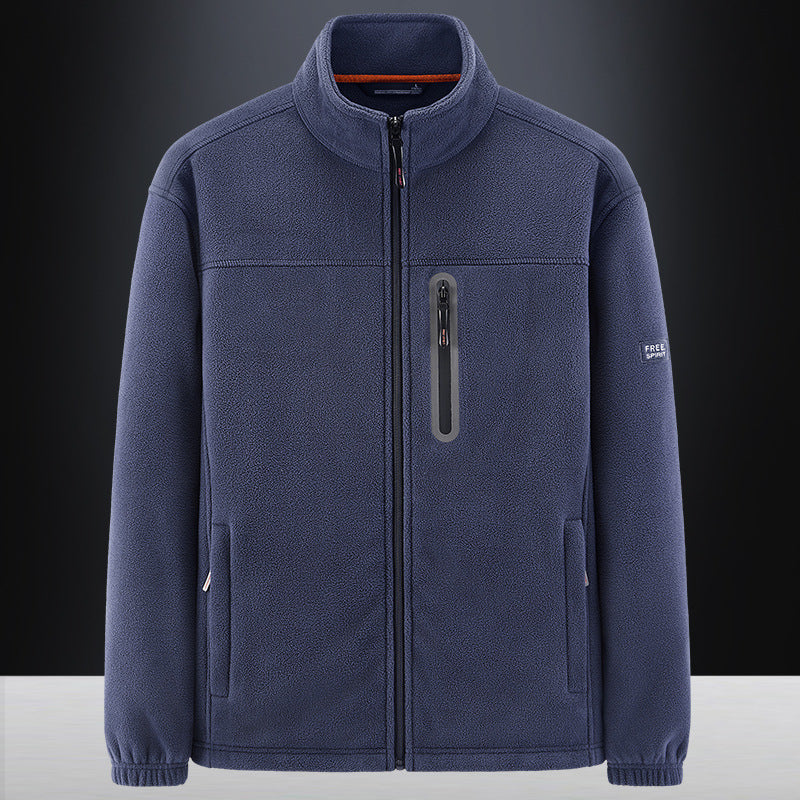 Men's fleece jacket with wind-resistant microfleece, welded chest zipper pocket, and elastic cuffs Hudson & Parker