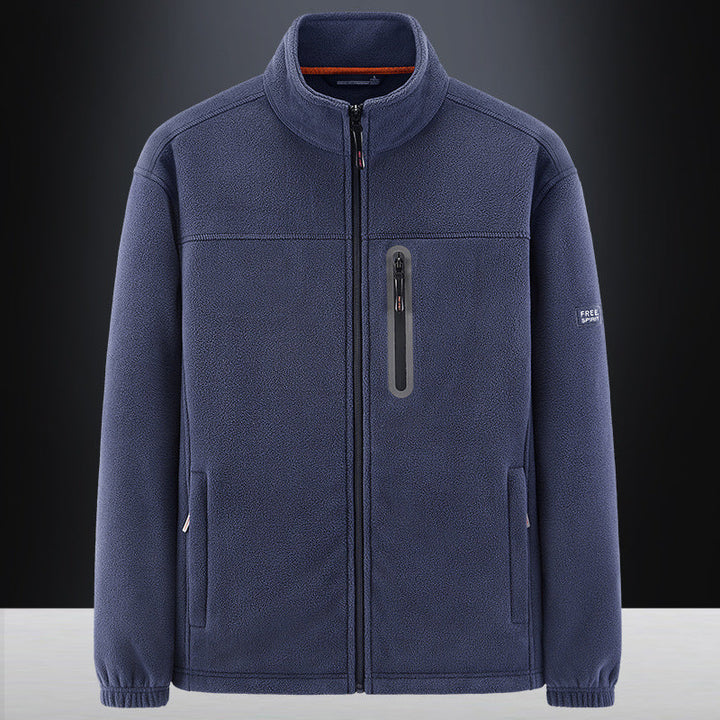 Men's fleece jacket with wind-resistant microfleece, welded chest zipper pocket, and elastic cuffs Hudson & Parker