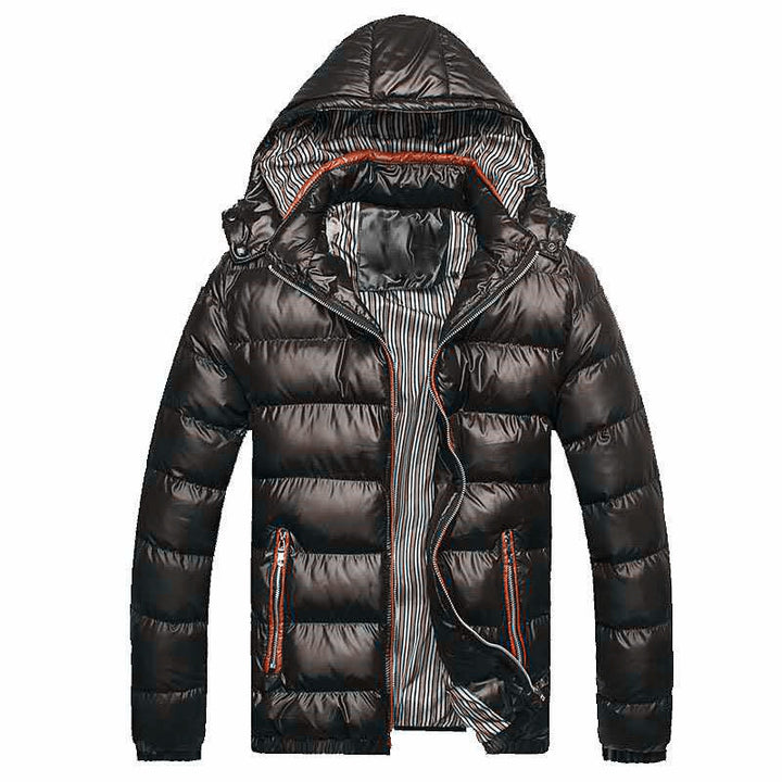 Men's Lightweight Padded Jacket with Hood, Thermal Insulation and Striped Lining Hudson & Parker