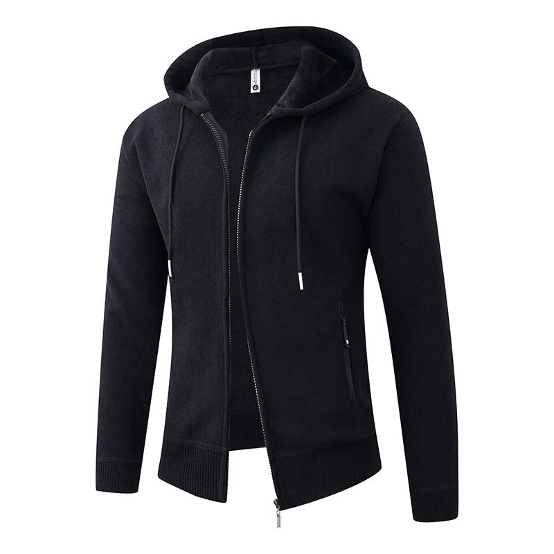 Men's Hooded Fleece Jacket with Full Zip and Ribbed Cuffs Hudson & Parker