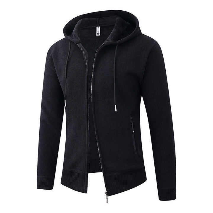 Men's Hooded Fleece Jacket with Full Zip and Ribbed Cuffs Hudson & Parker