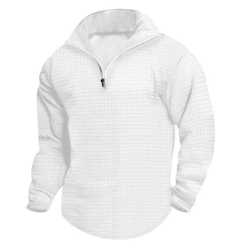 Men's padded thermal half-zip with waffle texture, brushed lining, and rounded hem Hudson & Parker