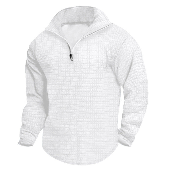 Men's padded thermal half-zip with waffle texture, brushed lining, and rounded hem Hudson & Parker