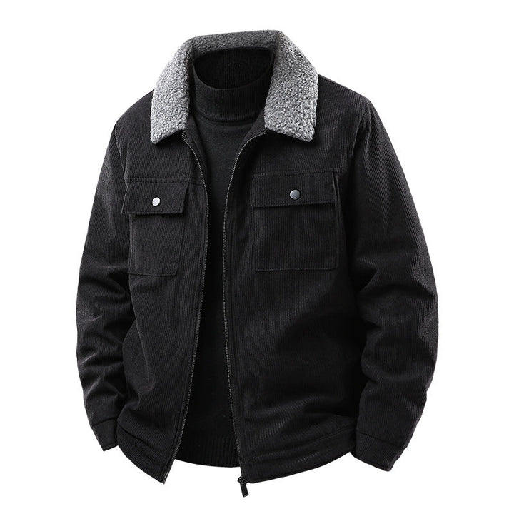 Men's cord jacket with sherpa collar, quilted thermal lining and chest pockets Hudson & Parker