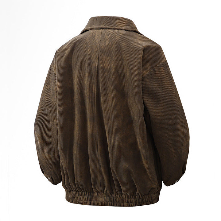 Men's Nano Oversized Cord Jacket with Wide Lapel, Zipper Pockets, and Elastic Hem Hudson & Parker