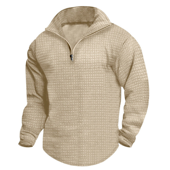 Men's padded thermal half-zip with waffle texture, brushed lining, and rounded hem Hudson & Parker