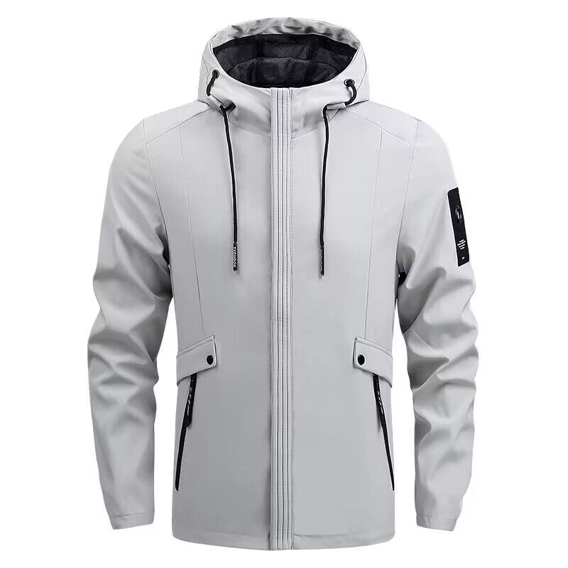 Men's Waterproof Softshell Jacket with Hood, Windproof and Breathable Hudson & Parker