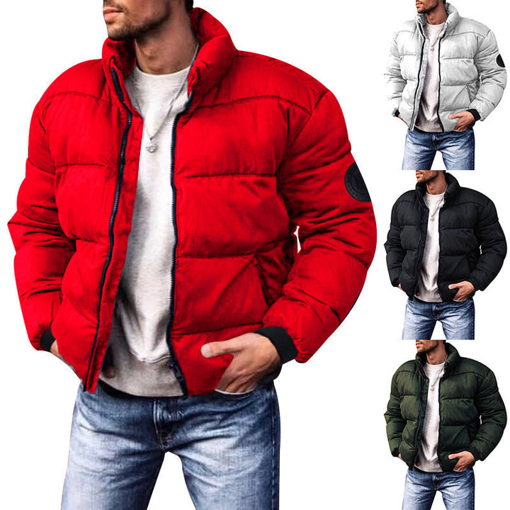 Men's Short Thermal Quilted Jacket with Body Panels, High Stand-up Collar and Elastic Cuffs Hudson & Parker