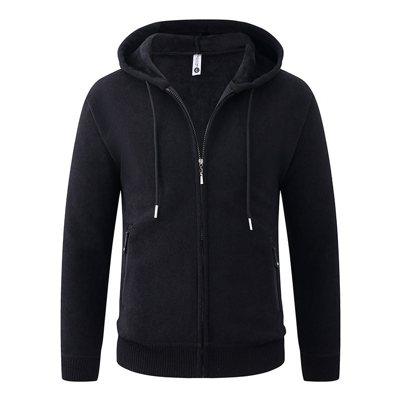 Men's Hooded Fleece Jacket with Full Zip and Ribbed Cuffs Hudson & Parker