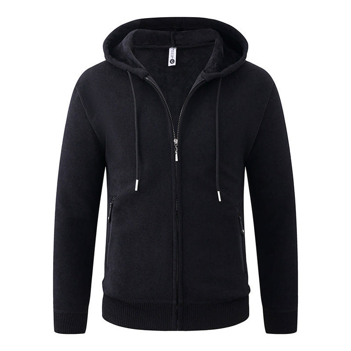 Men's Hooded Fleece Jacket with Full Zip and Ribbed Cuffs Hudson & Parker