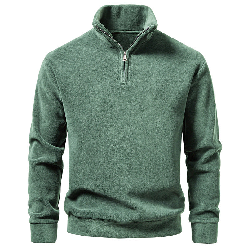 Men's Fleece Half-Zip Pullover with Standing Collar and Soft Microfleece Hudson & Parker