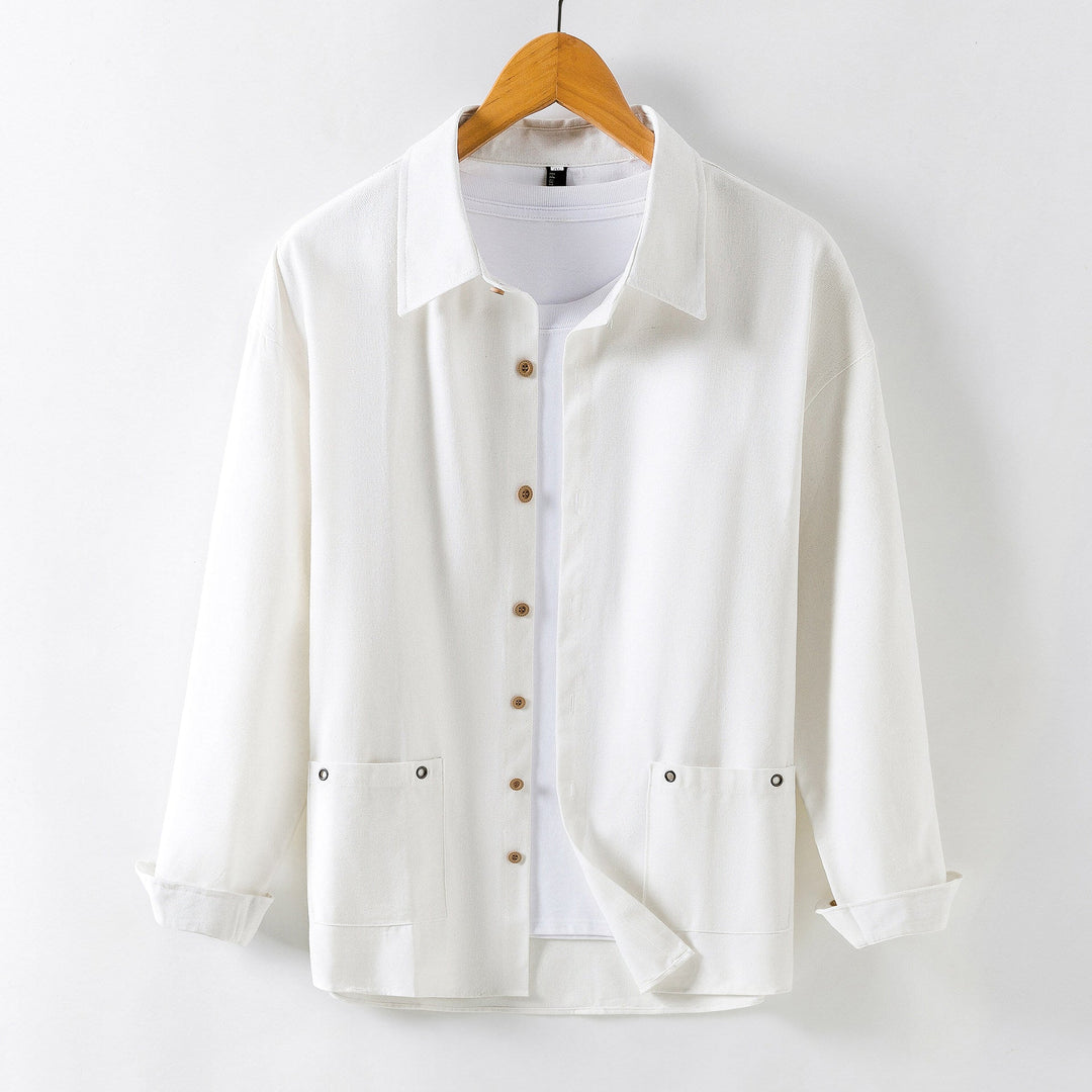 Men's Lightweight Overshirt-Jacket made of Linen Blend with Patch Pockets Hudson & Parker