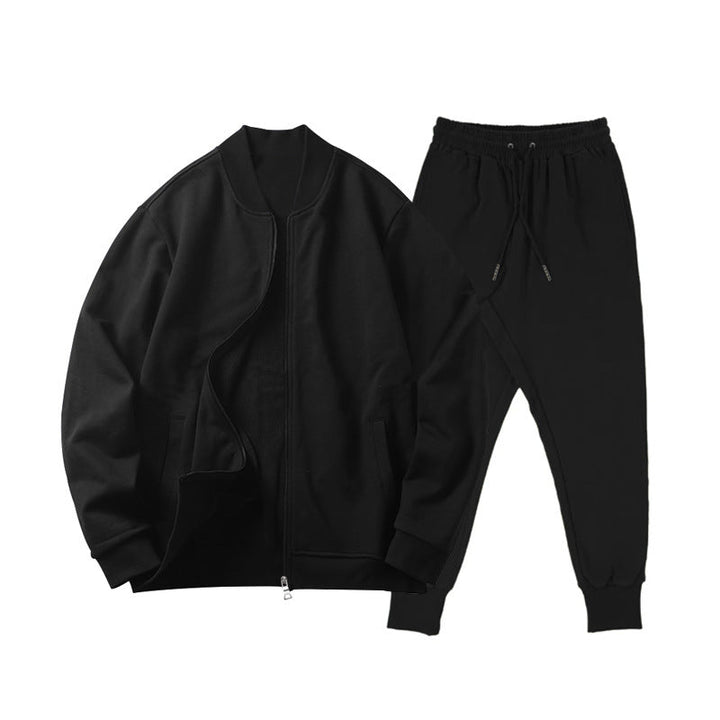 Men's casually cut sweat set with zip bomber jacket and tapered jogging pants made of soft fleece Hudson & Parker