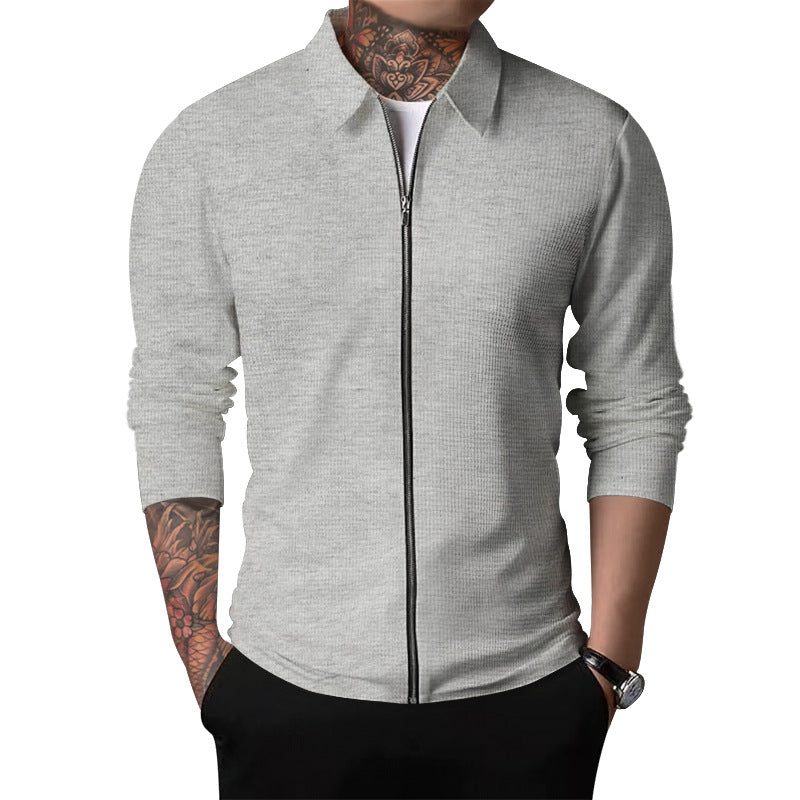Men's nano structured shirt jacket with waffle structure, full-length zipper and slim fit Hudson & Parker