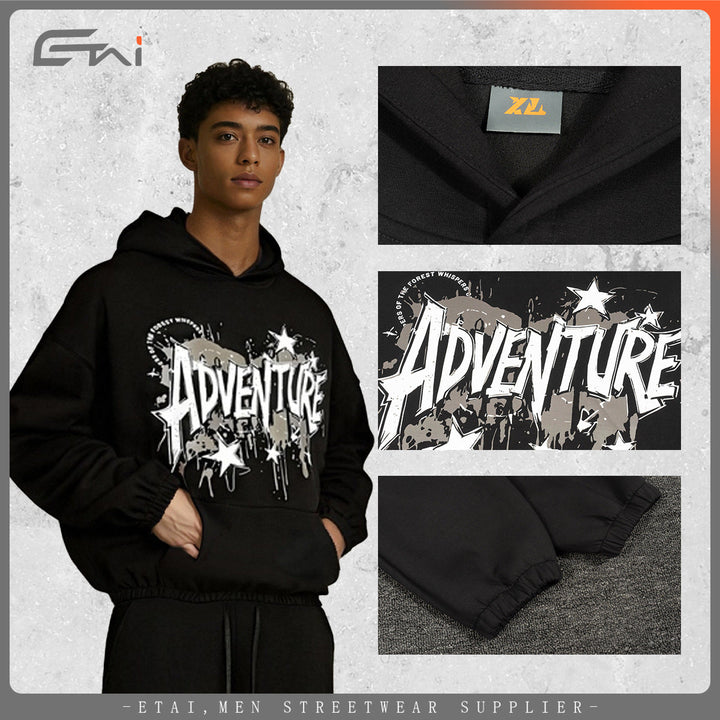 Unisex Oversized Hoodie with large graphic print, kangaroo pocket and elastic hem Hudson & Parker