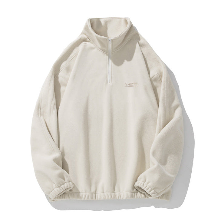 Unisex Fleece-Halfzip-Pullover with Stand-up Collar, Elastic Hem and Raglan Sleeves Hudson & Parker