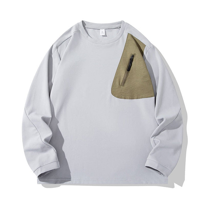 Unisex Oversize Long Sleeve Sweatshirt with Chest Zipper Pocket and Crew Neck Hudson & Parker