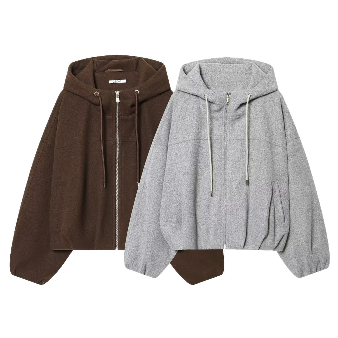 Women Oversize Blend Hoodie with Zip and Drawstring Hudson & Parker