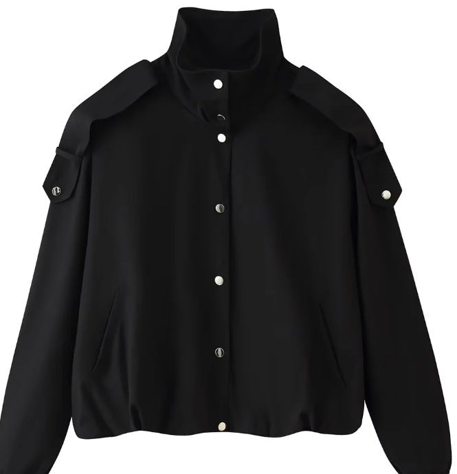 Women’s short-cut boxy blouson with high stand-up collar and dropped shoulders Hudson & Parker