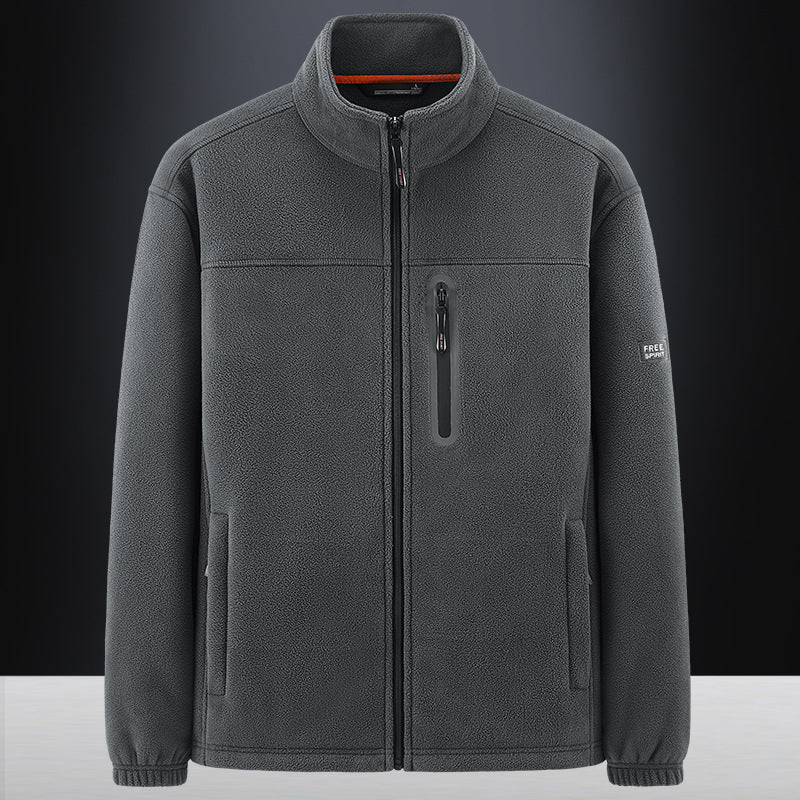 Men's fleece jacket with wind-resistant microfleece, welded chest zipper pocket, and elastic cuffs Hudson & Parker