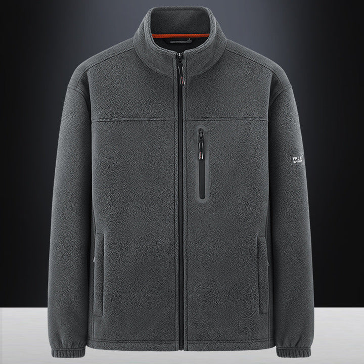Men's fleece jacket with wind-resistant microfleece, welded chest zipper pocket, and elastic cuffs Hudson & Parker