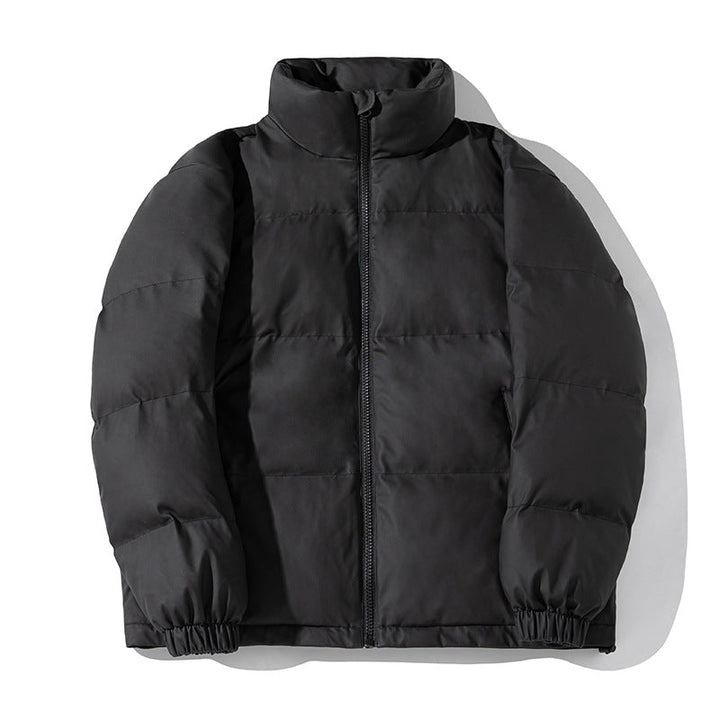 Unisex Padded Short Jacket in Boxy Puffer Style with High Stand-Up Collar and Drawstring Hem Hudson & Parker