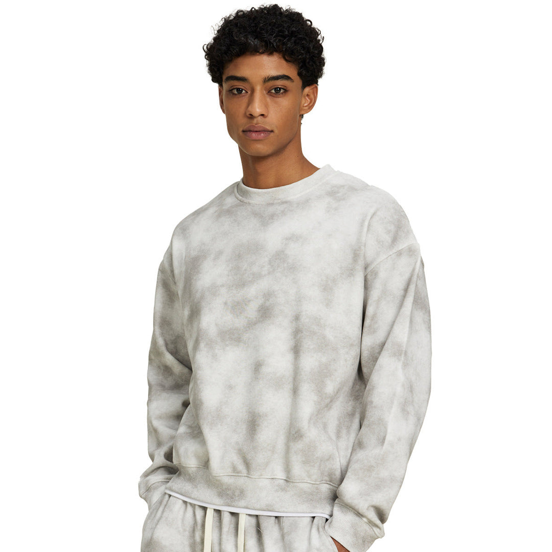 Men's Oversize Batik Sweatshirt made of Fleece with Round Neck Hudson & Parker