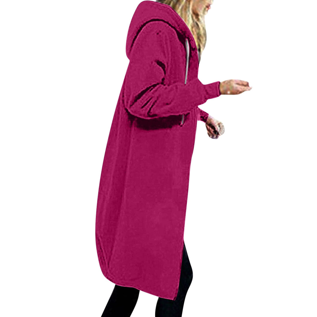 Women's longer oversized hoodie coat with rounded hem and zip pockets Hudson & Parker