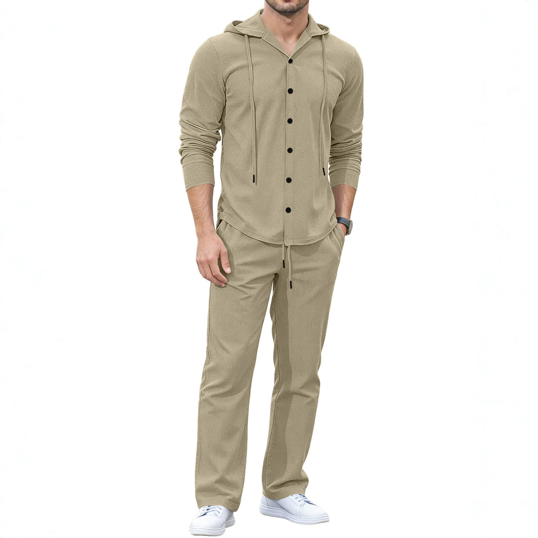 Men's Casual Button Hoodie Lounge Set made of Jersey with Drawstring and Comfort Jogger Hudson & Parker Fashion