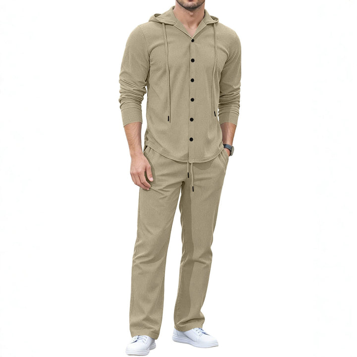 Men's Casual Button Hoodie Lounge Set made of Jersey with Drawstring and Comfort Jogger Hudson & Parker Fashion
