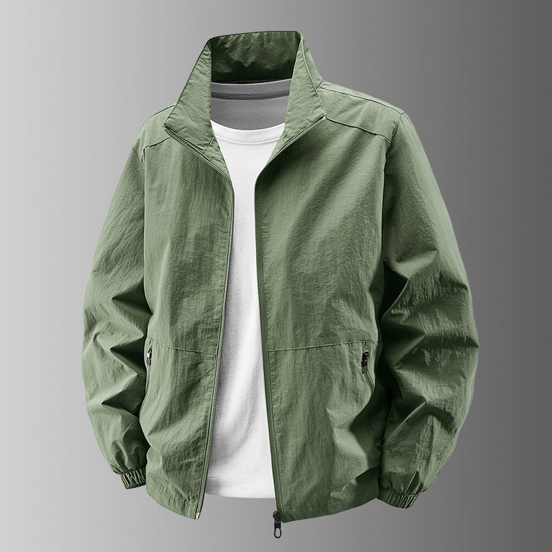Men's breathable lightweight windbreaker with stand-up collar, elastic cuffs and concealed zippered pockets Hudson & Parker
