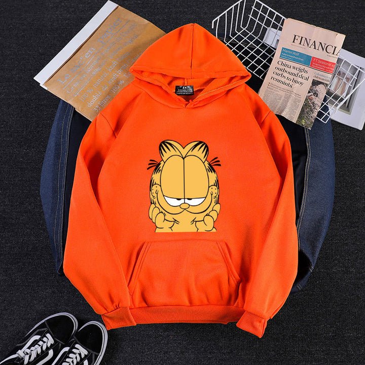 Unisex hooded sweatshirt with large comic face print, soft fleece lining and kangaroo pocket Hudson & Parker Fashion
