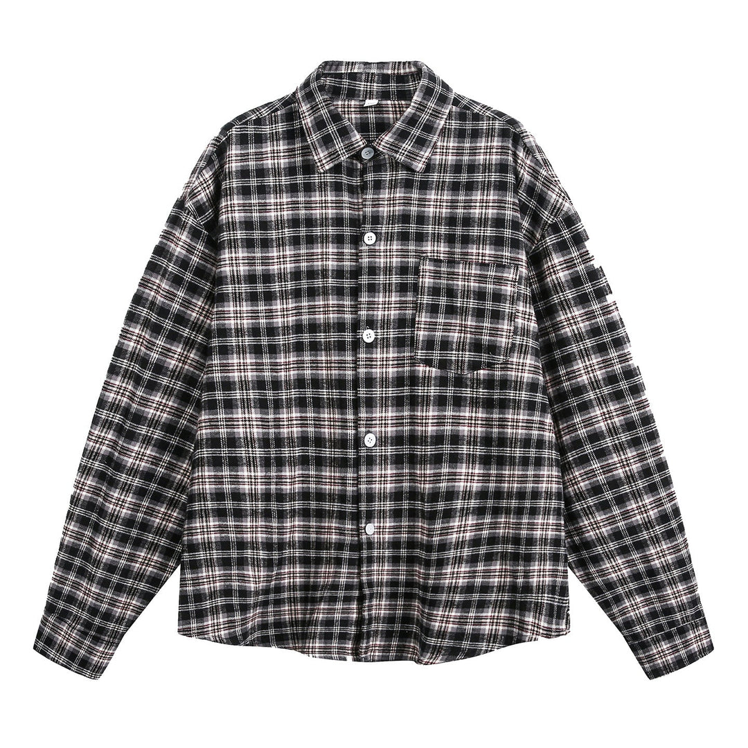 Unisex flannel check shirt jacket with chest pocket and boxy cut Hudson & Parker