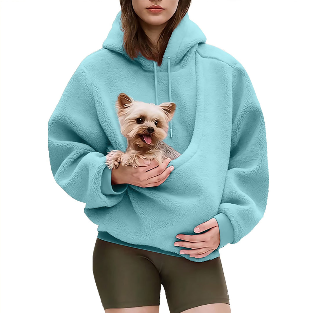 Women’s Oversize Sherpa Hoodie with Integrated Pet Pocket Design Hudson & Parker