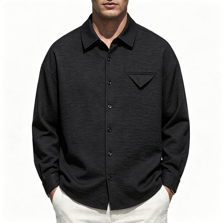 Men's Lightweight Textured Overshirt with Shirt Collar and Chest Flap Pocket Hudson & Parker