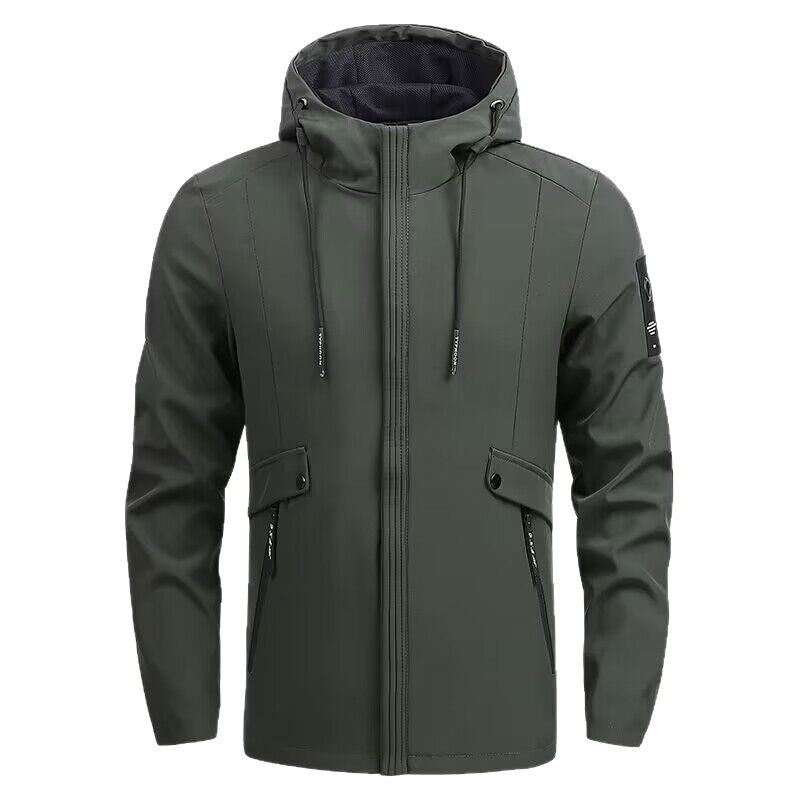 Men's Waterproof Softshell Jacket with Hood, Windproof and Breathable Hudson & Parker