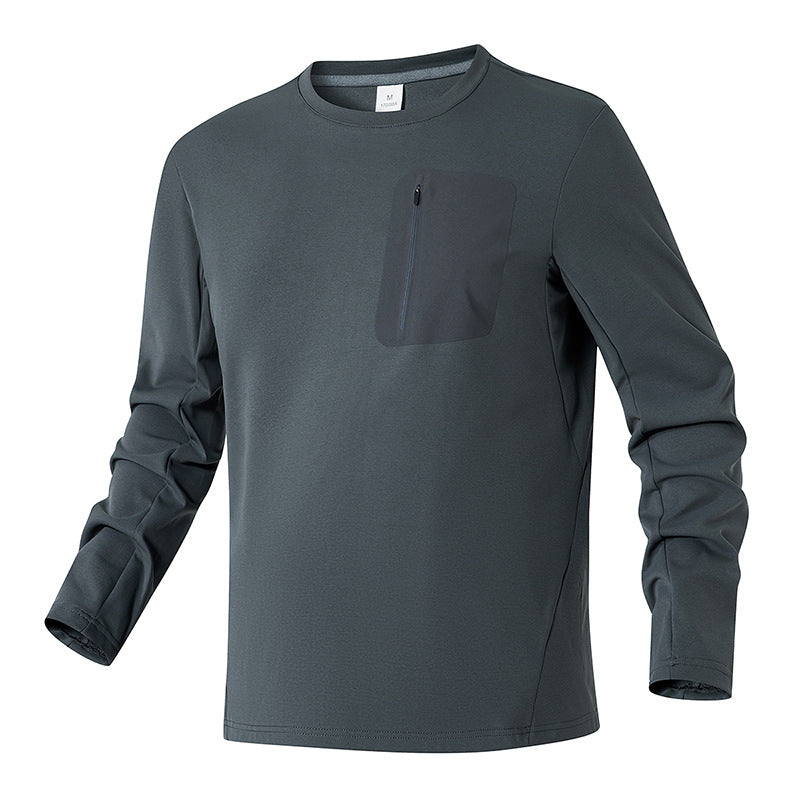 Unisex Oversize Long Sleeve Sweatshirt with Chest Zipper Pocket and Crew Neck Hudson & Parker